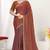 Rust color fendi satin silk two tone zircon work saree
