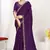 Purple color fendi satin silk two tone zircon work saree