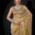Dusty yellow color kanjivaram pure silk zircon border saree