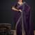 Purple color fendi satin silk two tone zircon work saree