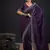 Purple color fendi satin silk two tone zircon work saree