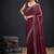 Maroon color fendi satin silk two tone zircon work saree