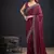 Maroon color fendi satin silk two tone zircon work saree