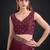 Maroon color fendi satin silk two tone zircon work saree