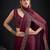 Maroon color fendi satin silk two tone zircon work saree