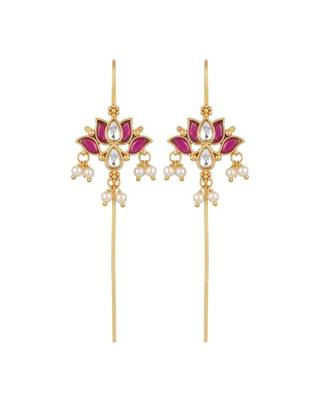 gold plated parrot motif ear cuff with ruby stones 1