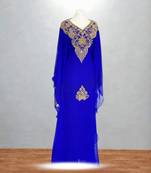 royal blue zari embroidered kaftan dress for women