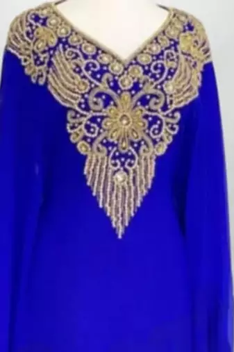 royal blue zari embroidered kaftan dress for women