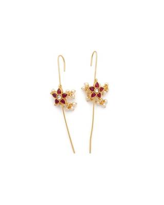 Pushpa Pearl Ear Cuff | Pearl Sui Dhaaga Stick Earrings | 18K Gold Plated Festive Jewellery 1