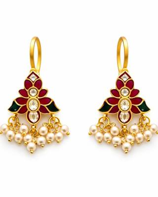 Padma Heritage Kundan Pearl Ear Cuffs | Heritage Kundan & Pearl Bugadi Style Ear Cuffs | Traditional & Festive Jewellery 1