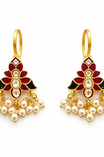 Padma Heritage Kundan Pearl Ear Cuffs | Heritage Kundan & Pearl Bugadi Style Ear Cuffs | Traditional & Festive Jewellery