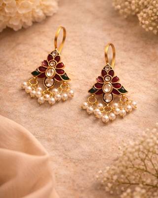 Padma Heritage Kundan Pearl Ear Cuffs | Heritage Kundan & Pearl Bugadi Style Ear Cuffs | Traditional & Festive Jewellery 3