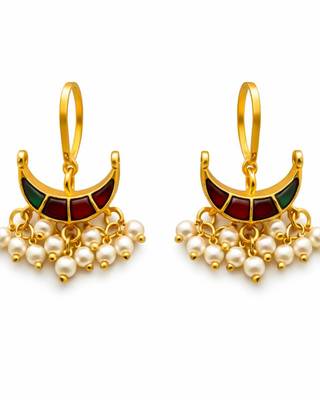 Noor Arc Enamel Pearl Ear Cuffs | Bugadi Style Enamel & Pearl Ear Cuffs | Traditional & Festive Statement Jewellery 1