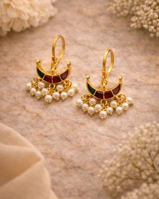 Noor Arc Enamel Pearl Ear Cuffs | Bugadi Style Enamel & Pearl Ear Cuffs | Traditional & Festive Statement Jewellery 3