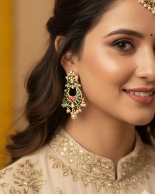 Noor Royale Kundan Drop Earrings | Elegant Kundan Drop Earrings | Traditional & Festive Statement Jewellery 4