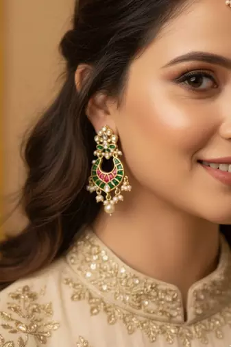 Noor Royale Kundan Drop Earrings | Elegant Kundan Drop Earrings | Traditional & Festive Statement Jewellery