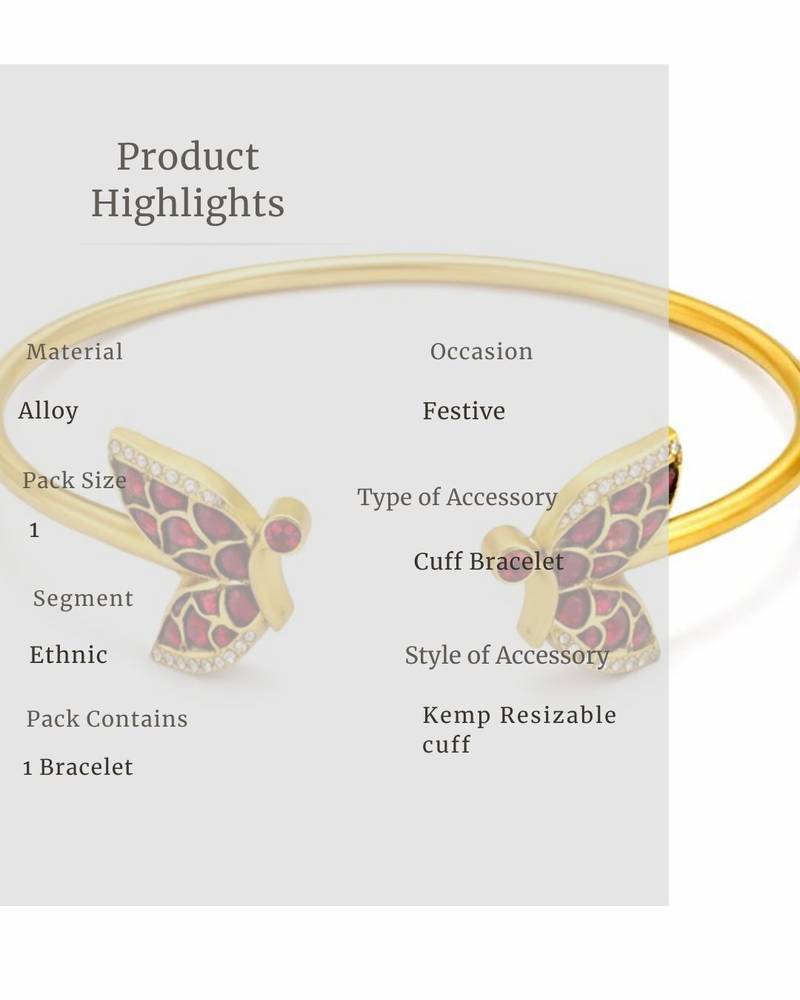 Ruby wing free size cuff bracelet