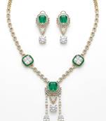 Emerald asteria american diamond necklace set