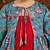 Red & blue printed cotton ethnic dress with shrug set for girls