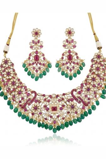 Zarmina polki emerald bridal choker set