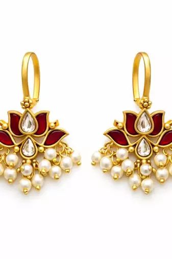 Padma Royale Kundan Pearl Ear Cuffs | Premium Kundan & Pearl Bugadi Style Ear Cuffs|Festive Statement Jewellery