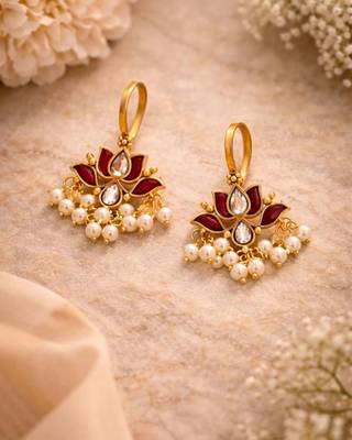 Padma Royale Kundan Pearl Ear Cuffs | Premium Kundan & Pearl Bugadi Style Ear Cuffs|Festive Statement Jewellery 3