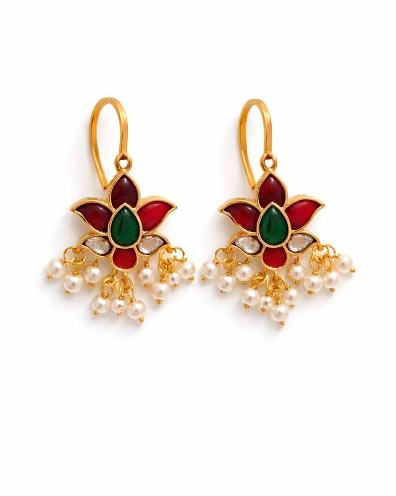 Padma kundan pearl ear cuffs