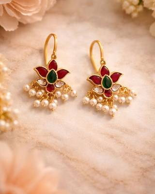 Padma Kundan Pearl Ear Cuffs | Kundan & Pearl Bugadi Style Ear Cuffs | Traditional & Festive Jewellery 3