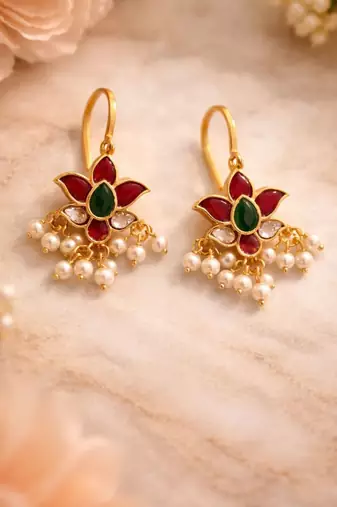 Padma Kundan Pearl Ear Cuffs | Kundan & Pearl Bugadi Style Ear Cuffs | Traditional & Festive Jewellery