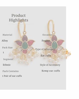 Padma Kundan Pearl Ear Cuffs | Kundan & Pearl Bugadi Style Ear Cuffs | Traditional & Festive Jewellery 5