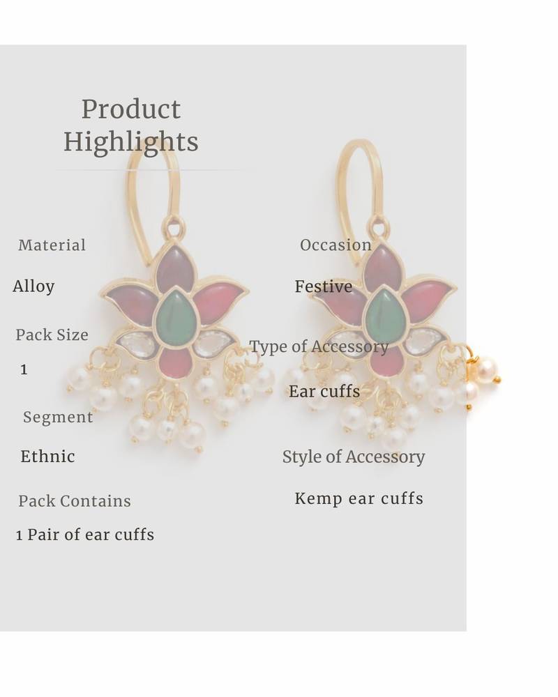 Padma kundan pearl ear cuffs