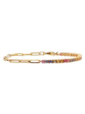 Rainbow Tennis Bracelet | 925 Silver Gold Plated Trendy Link Bracelet for Women 1