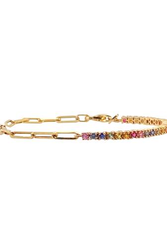 Rainbow Tennis Bracelet | 925 Silver Gold Plated Trendy Link Bracelet for Women