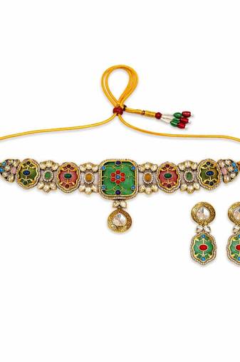 Rang mahal kundan choker necklace set