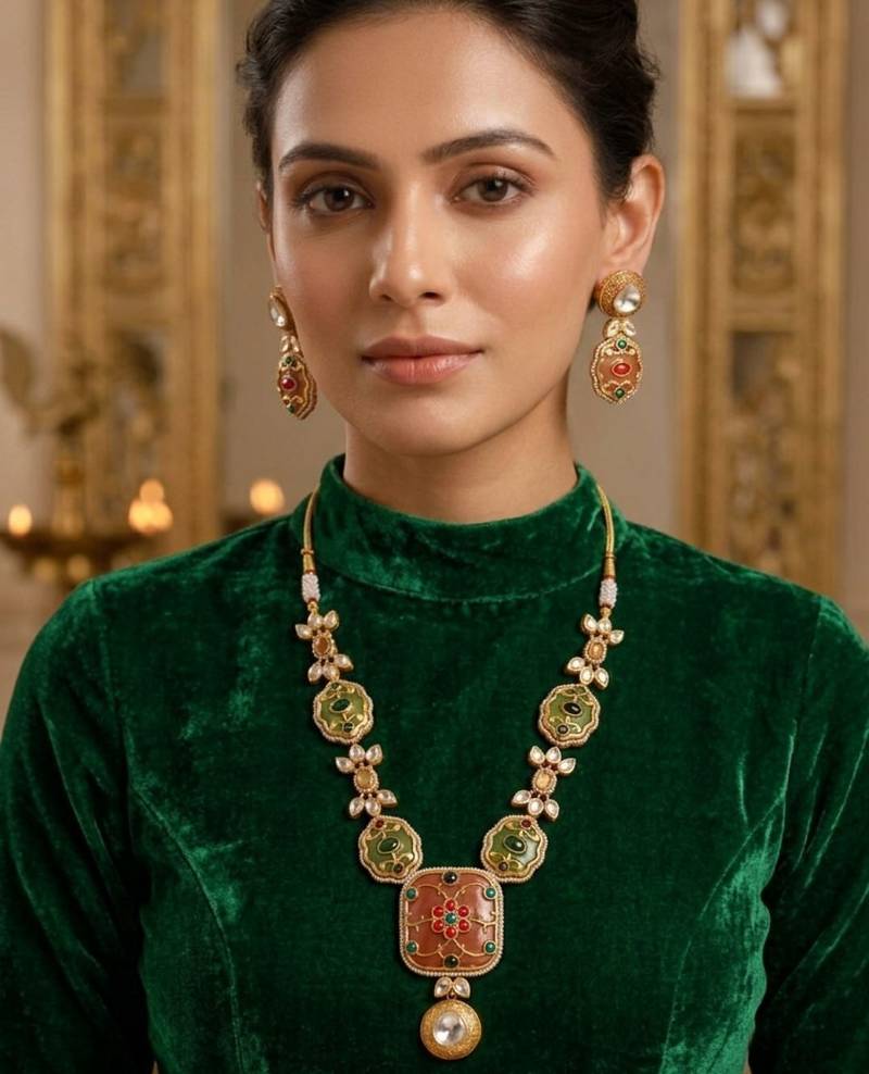 Rang mahal kundan necklace set