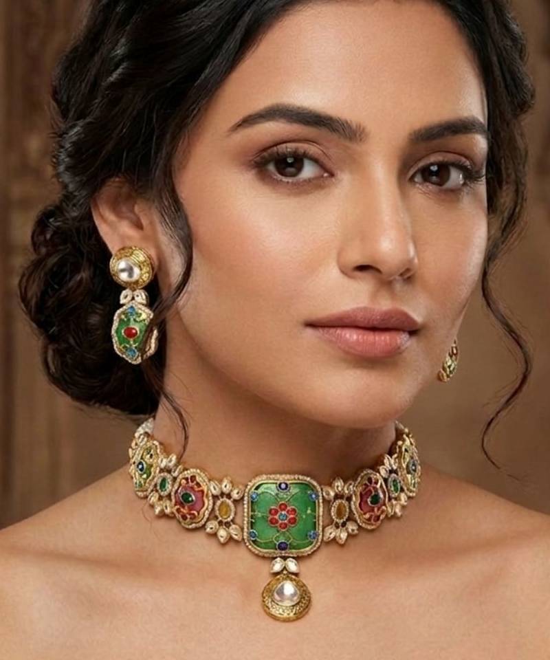 Rang mahal kundan choker necklace set