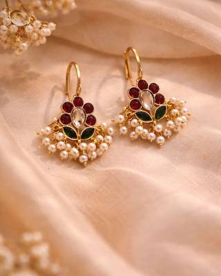 Padma Noor Kundan Pearl Ear Cuffs | Kundan & Pearl Bugadi Style Ear Cuffs | Traditional & Festive Jewellery 3