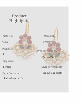 Padma Noor Kundan Pearl Ear Cuffs | Kundan & Pearl Bugadi Style Ear Cuffs | Traditional & Festive Jewellery 5