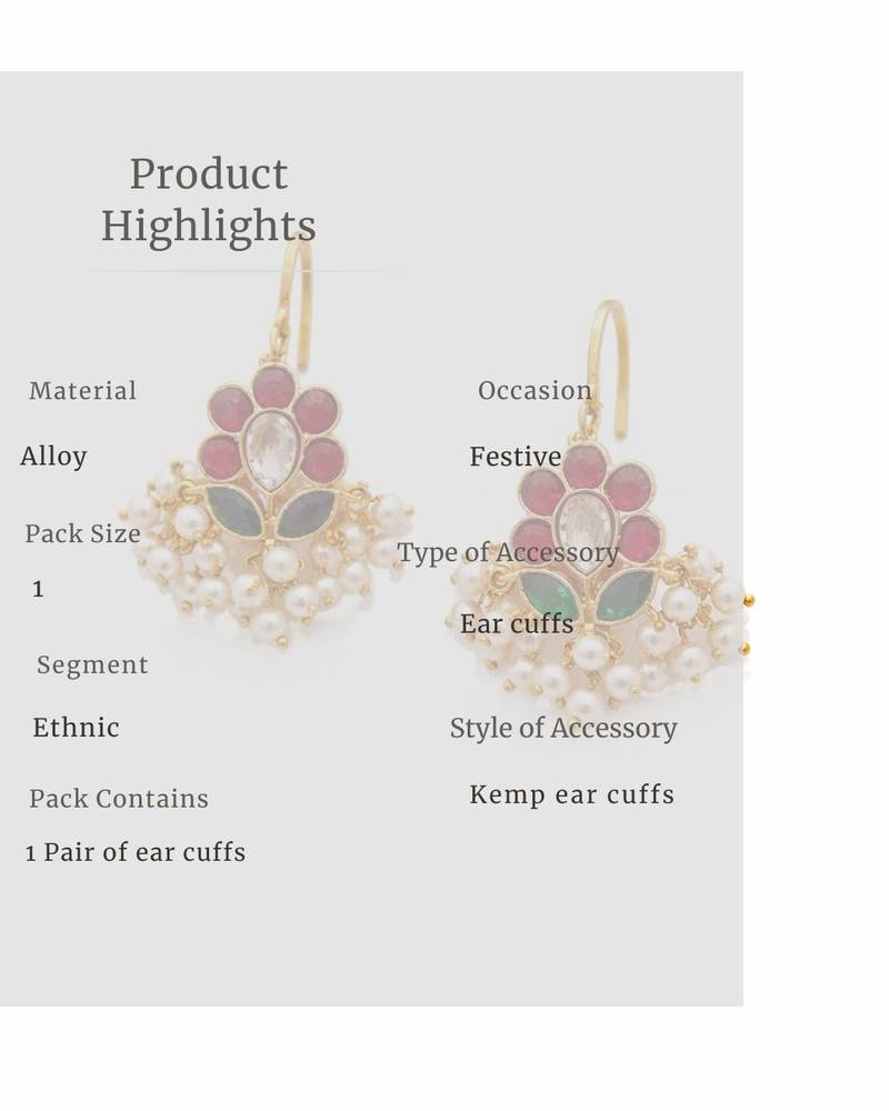 Padma noor kundan pearl ear cuffs