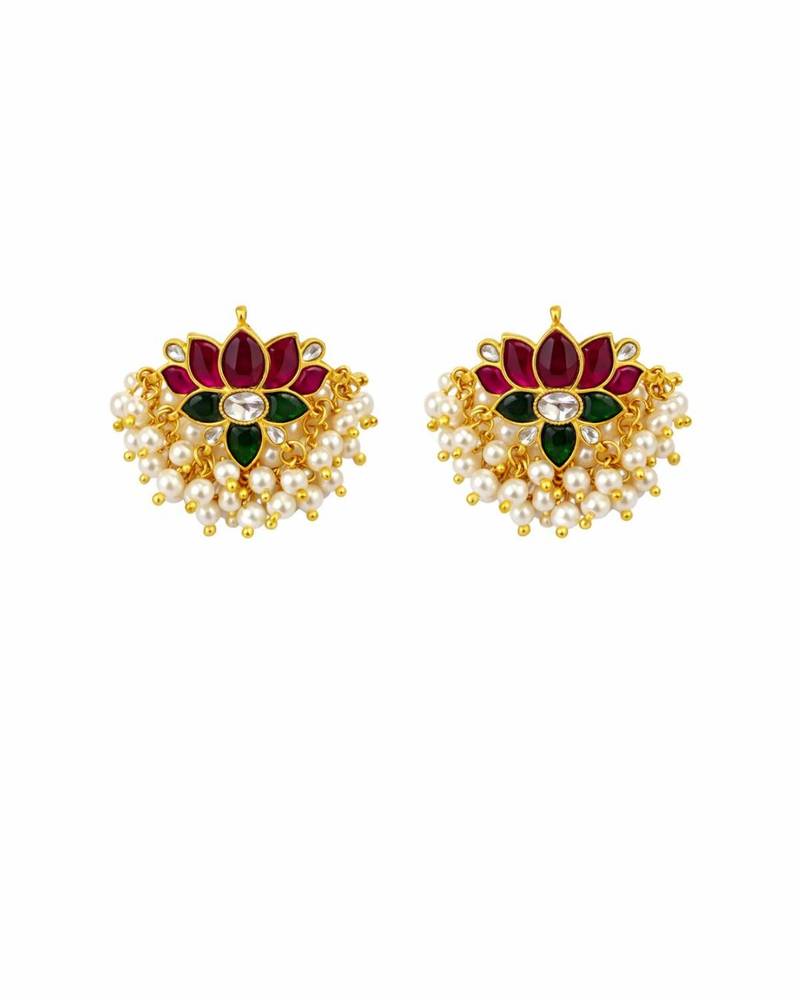 Padma royale kundan pearl stud earrings