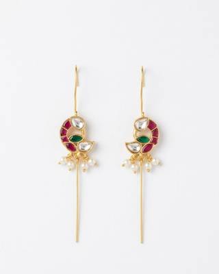 Mayura Mini Bird Ear Cuff | Bird Motif Sui Dhaaga Stick Earrings | 18K Gold Plated Jewellery 1