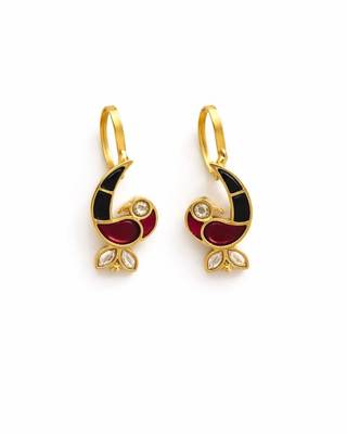 Mayura Enamel Bird Ear Cuff | Enamel Bird Motif Sui Dhaaga Stick Earring | Minimal Traditional & Festive Jewellery 1