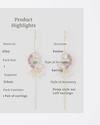 Mayura Mini Bird Ear Cuff | Bird Motif Sui Dhaaga Stick Earrings | 18K Gold Plated Jewellery 4