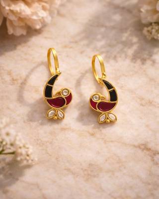 Mayura Enamel Bird Ear Cuff | Enamel Bird Motif Sui Dhaaga Stick Earring | Minimal Traditional & Festive Jewellery 3