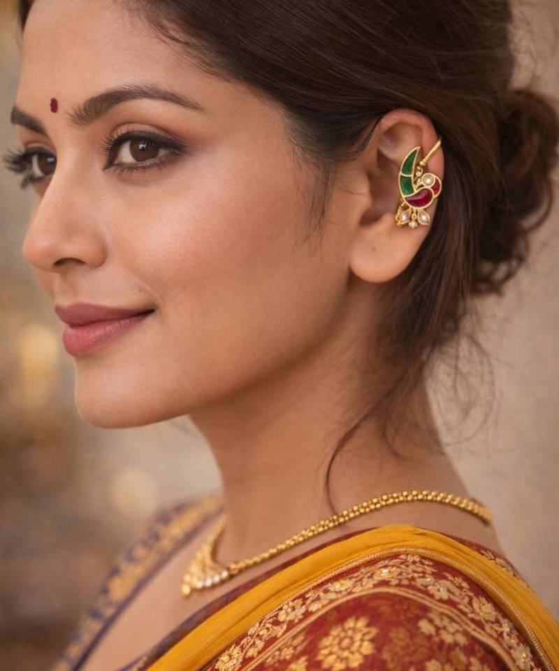 Mayura enamel bird ear cuff