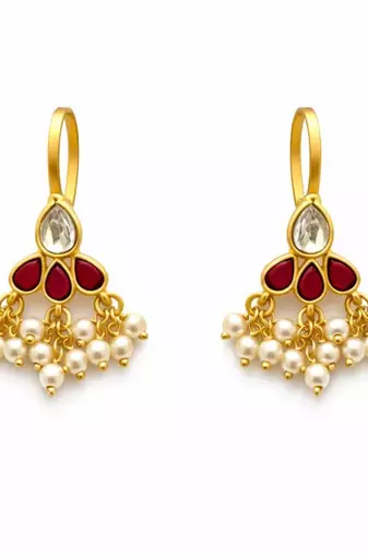 Noor Mini Kundan Pearl Ear Cuffs | Bugadi Style Kundan & Pearl Ear Cuffs | Traditional & Festive Jewellery