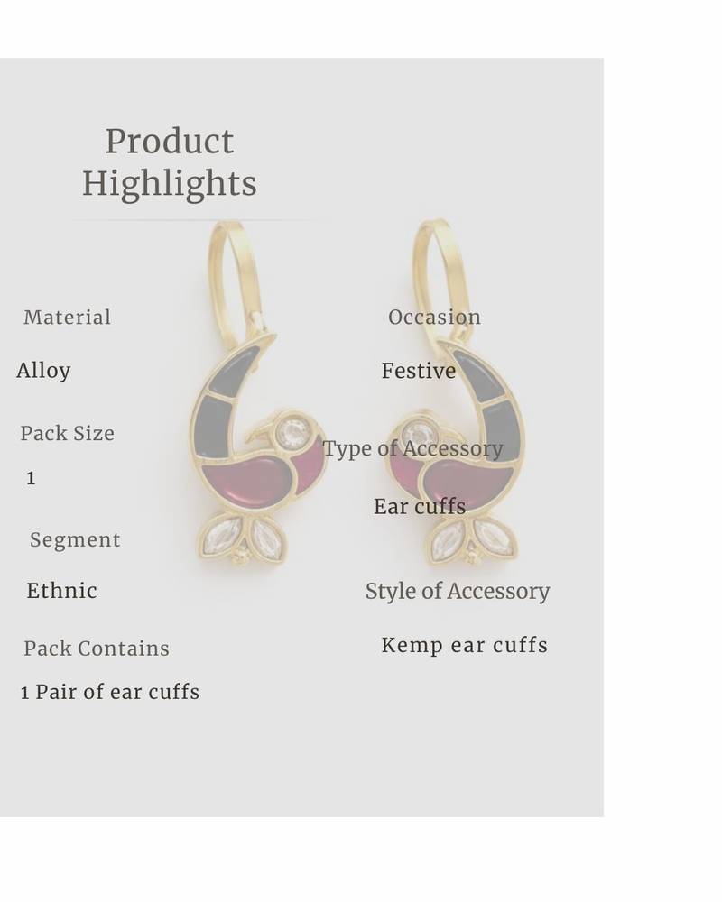 Mayura enamel bird ear cuff