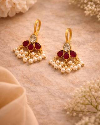 Noor Mini Kundan Pearl Ear Cuffs | Bugadi Style Kundan & Pearl Ear Cuffs | Traditional & Festive Jewellery 3