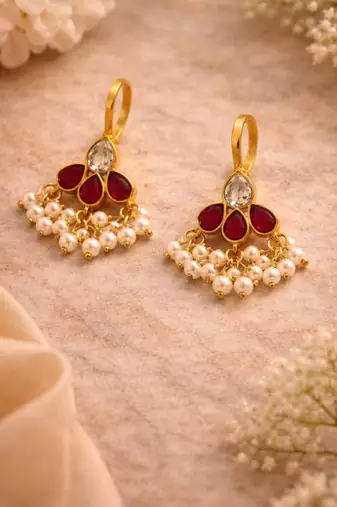 Noor Mini Kundan Pearl Ear Cuffs | Bugadi Style Kundan & Pearl Ear Cuffs | Traditional & Festive Jewellery