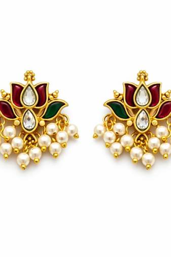 Padma kundan pearl stud earrings